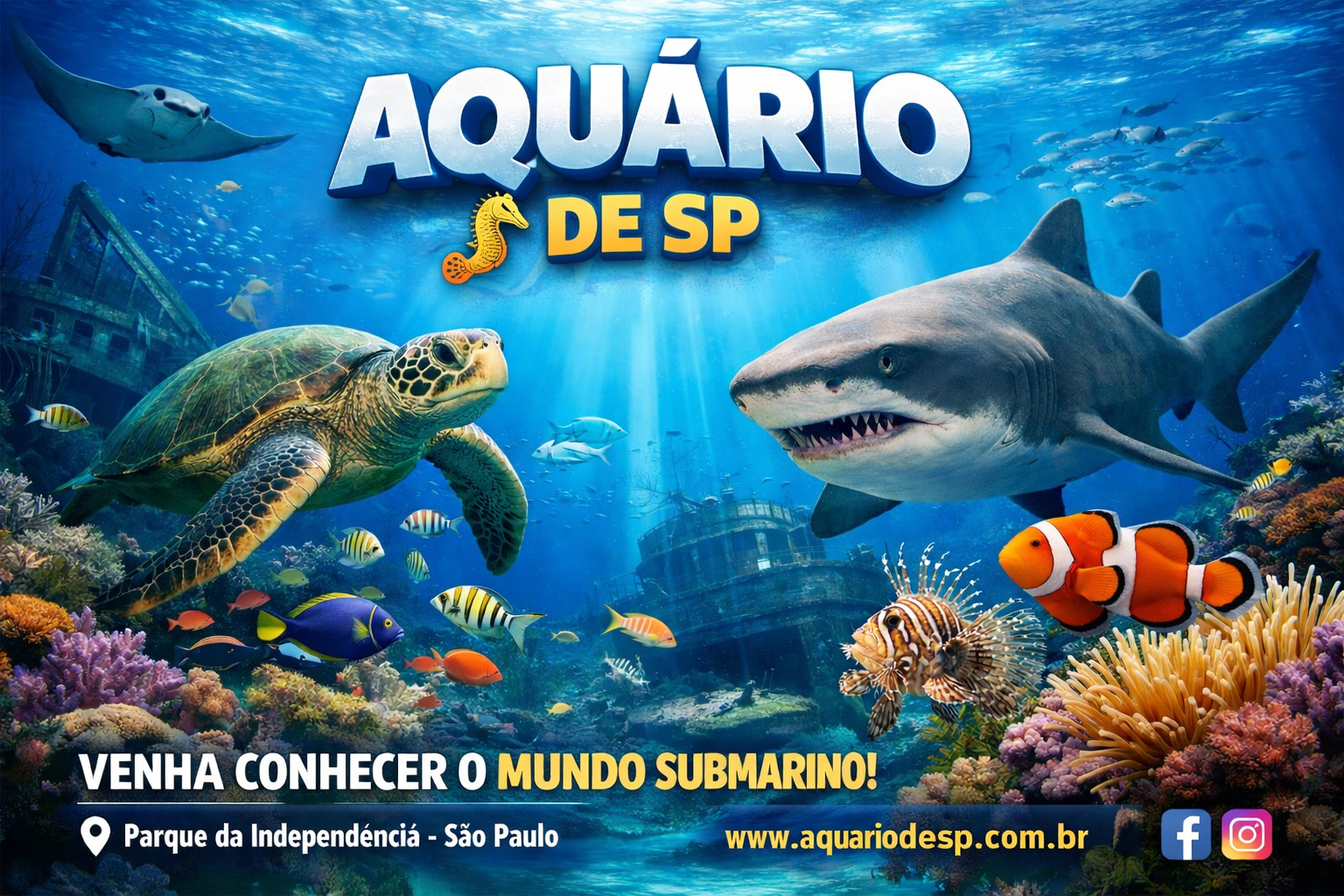 Aquário de SP - Mundo aquático com espécies marinhas